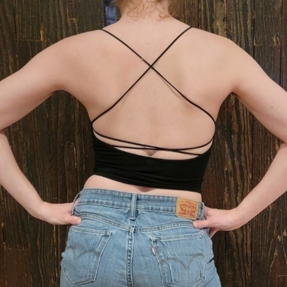 American Eagle Outfitters Black Strappy Crop Top